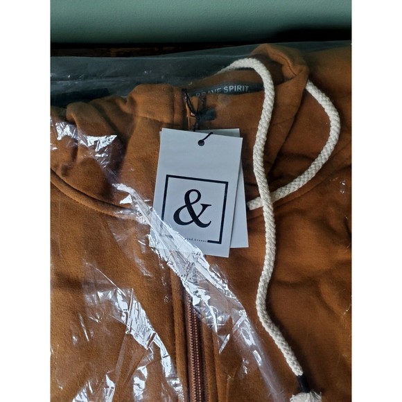 NWT Ampersand Ave Womens Half Zip Brown Black Single Hood Sweatshirt Hoodie 3XL - Picture 2 of 5